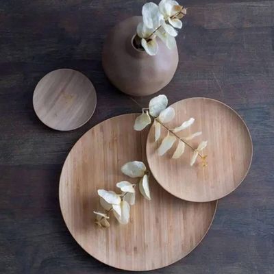 Kit 6 Pratos de Bambu 11cm Petiscos Aperitivos Entradas Mesa