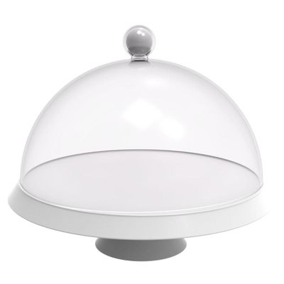 Porta Bolo Bubble Crippa 30 Cm De Diametro Com Base Com Pé Resistente E Cúpula Transparente Branc
