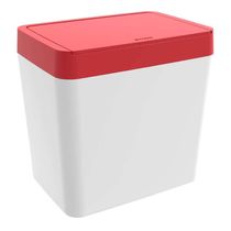 Lixeira Retangular 5L Crippa Cozinha Escritório Pequena Branco e Vermelho