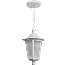 Pendente Colonial Externo Branco Luminária de Teto Lustre Clássico Lente Fosca Dital Grega