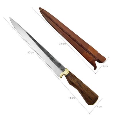 Faca Javalizeira Artesanal 12' Caça Javali com Guarda Aço Carbono 1070 Brut Forge