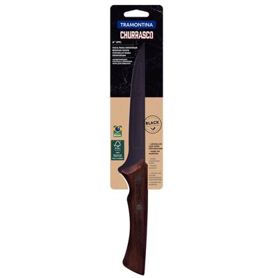 Faca de Desossar 6 Polegadas Tramontina Churrasco Black Aço Inox Escurecido Cabo Madeira
