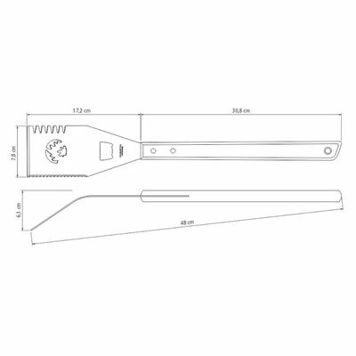 Espátula Multifuncional com Serrilha Tramontina Churrasco 48cm Aço Inox e Madeira