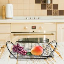 Fruteira de Bancada para Cozinha Aço Cromado Aramado Preto Porta Frutas e Verduras de Mesa com Alças