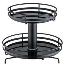 Fruteira Giratória Preta Redonda de Mesa Dupla com Vidro Schmitt 30cm Aramada
