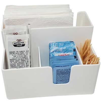 Kit 4 Porta Sachês Guardanapos Açúcar Organizadores Bancada Preto Branco