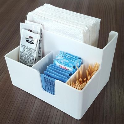 Kit 4 Porta Sachês Guardanapos Açúcar Organizadores Bancada Preto Branco