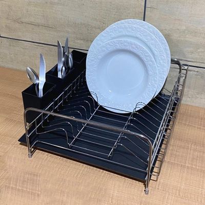 Escorredor De Louça Pratos Com Bandeja E Porta Talheres Pia Preto