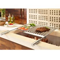 Grelha Inox Para Churrasco Com Coletor de Gordura E Chapa Auxiliar