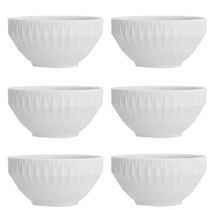 Jogo 6 Tigelas Pequenas Porcelana Bowl Diamante 400ml 12,5cm Germer Branca Cereal