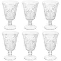 Jogo 6 Taças de Vidro para Água Suco 240ml Desenhadas Cristal Palm Lyor