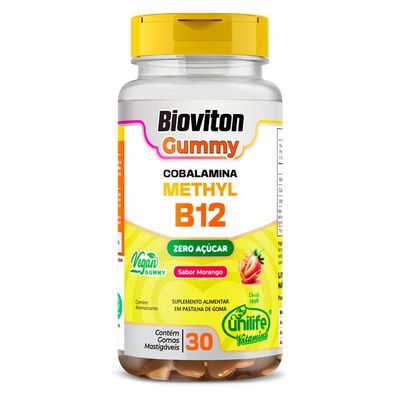 Kit 3 Gummy Vitamina B12 Methyl Unilife 30 Gomas Morango
