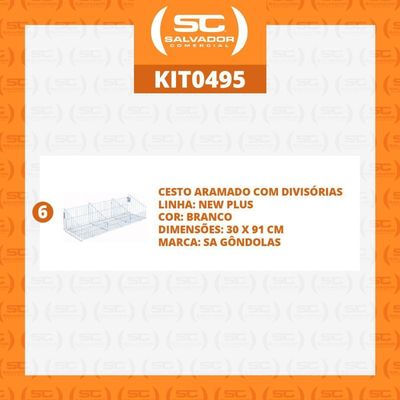 Kit - 6 Cestos Com Divisórias Branco New Plus - Sa Gondolas