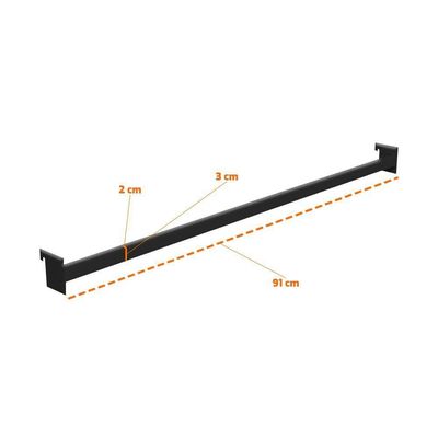 Kit - Régua Para Organização De Gondola 91cm + 6 Ganchos Simples Preto New Plus - Sa Gondolas