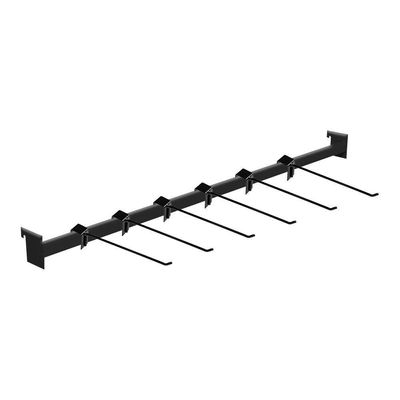 Kit - Régua Para Organização De Gondola 91cm + 6 Ganchos Simples Preto New Plus - Sa Gondolas
