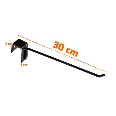 Kit - Régua Para Organização De Gondola 91cm + 6 Ganchos Simples Preto New Plus - Sa Gondolas