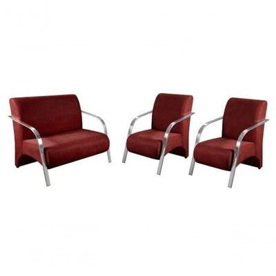 Conjunto Poltronas Vênus Braço Alumínio D Salla Suede Marrom.