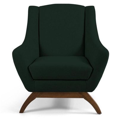 Poltrona Base Madeira Juliet C-117 Linho Verde Musgo