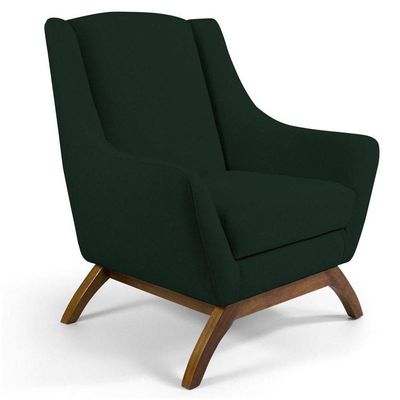 Poltrona Base Madeira Juliet C-117 Linho Verde Musgo