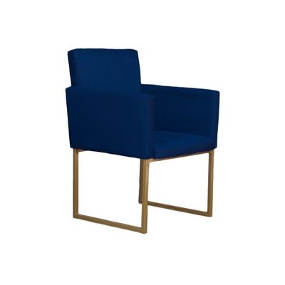 Conjunto 02 Poltronas Para Recepção E Sala Klara Suede Azul Marinho