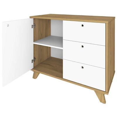 Balcão Gaveteiro Com Porta Lugano Olmo/branco