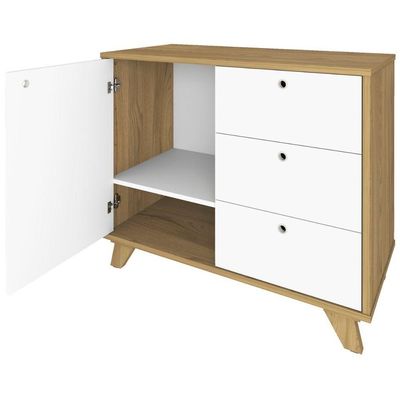 Balcão Gaveteiro Com Porta Lugano Olmo/branco