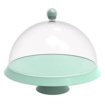 Porta Bolo 25cm Verde Menta com Cúpula e Pé Bubble Crippa Tortas Doces Boleira