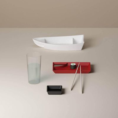 Kit 36 Barcas para Sushi Comida Japonesa Oriental Restaurante 27,5x13cm Brancos Coza Plástico