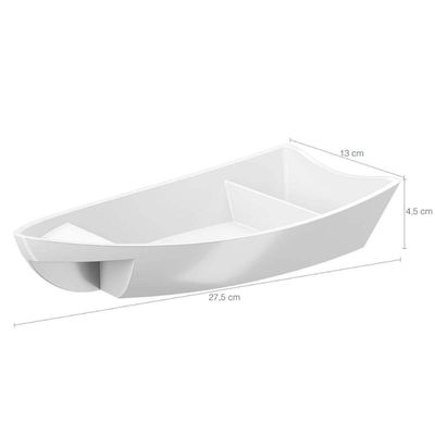 Kit 36 Barcas para Sushi Comida Japonesa Oriental Restaurante 27,5x13cm Brancos Coza Plástico