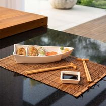 Kit 36 Barcas para Sushi Comida Japonesa Oriental Restaurante 27,5x13cm Brancos Coza Plástico