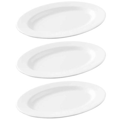 Kit 3 Travessas de Melamina Bandeja Oval Servir Porções Peti