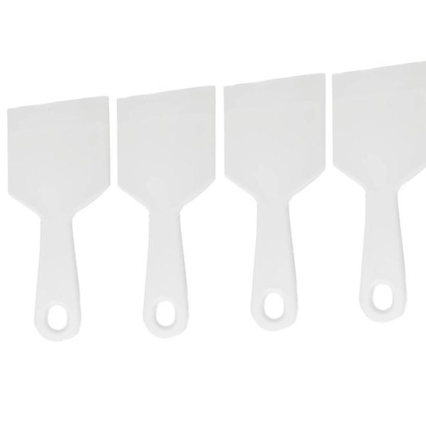 Kit 4 Espátulas Culinária Chapeiro Doces Profissional Gourmet Branca 10x24cm Larga