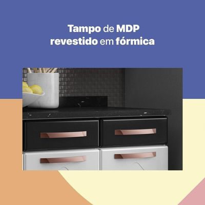Balcão De Cozinha De Aço Triplo Com Tampo Branco preto