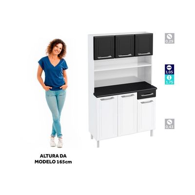 Armário De Cozinha De Aço Kit Triplo 105cm Rose Smart Branco