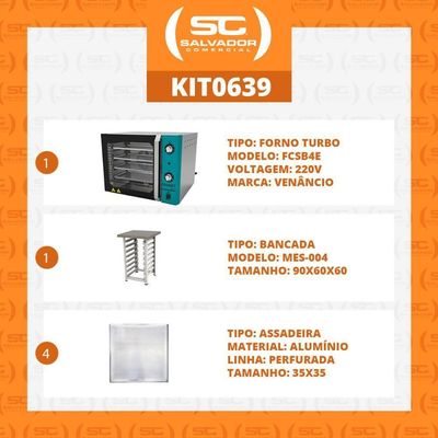Forno Turbo Convec. Inox E Turquesa Fcsb4e 220v + Bancada Mes-004 + 4 Assadeiras - Venâncio 220v