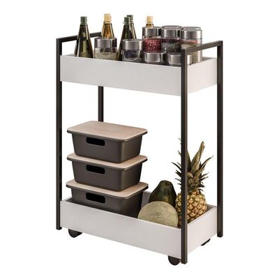 Carrinho Auxiliar Para Salão De Beleza Lara 70cm Em Aço Com Rodízios Branco - Desk Design