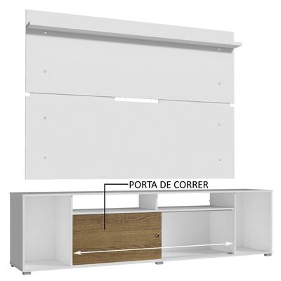 Rack Cancun E Painel Para Tv Até 65" Branco/Rustic/branco
