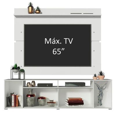 Rack Cancun E Painel Para Tv Até 65" Branco/Rustic/branco