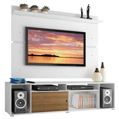 Rack Cancun E Painel Para Tv Até 65" Branco/Rustic/branco