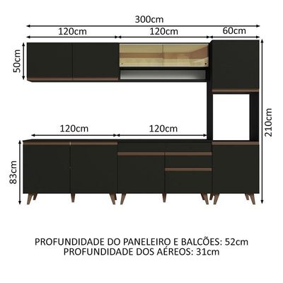 Cozinha Completa 300002 Com Armário E Balcão Preto Preto