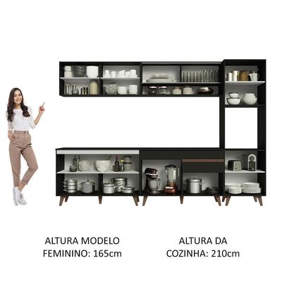 Cozinha Completa 300002 Com Armário E Balcão Preto Preto