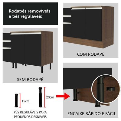 Cozinha Completa 180008 Com Armário E Balcão Rustic/Preto
