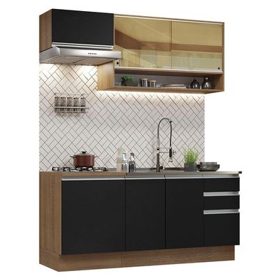 Cozinha Completa 180008 Com Armário E Balcão Rustic/Preto