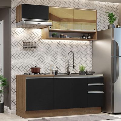 Cozinha Completa 180008 Com Armário E Balcão Rustic/Preto