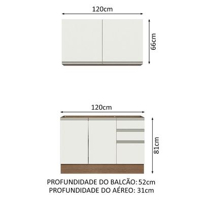 Cozinha Compacta 120003 Com Armário E Balcão Rustic/branco