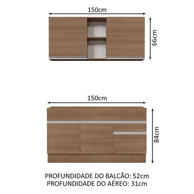Cozinha Compacta 150001 Com Armário E Balcão RusticRustic