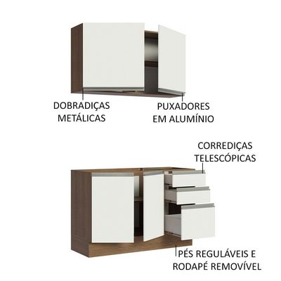Cozinha Compacta 120003 Com Armário E Balcão Rustic/branco