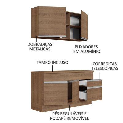 Cozinha Compacta 150001 Com Armário E Balcão RusticRustic