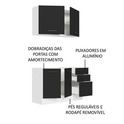Cozinha Compacta 120001 Com Armário E Balcão Branco/Preto
