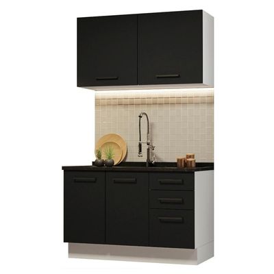 Cozinha Compacta 120001 Com Armário E Balcão Branco/Preto